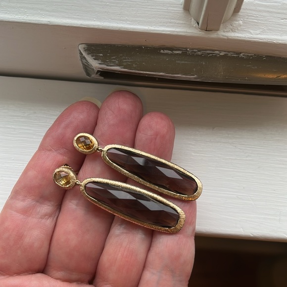 Michelle Albala smokey quartz and citrine earrings - Picture 5 of 5